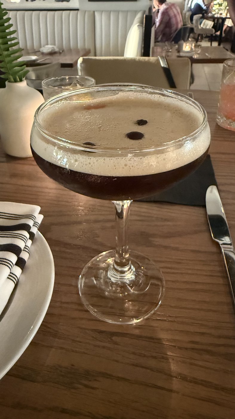 Espresso martini cocktail at GG's Waterfront restaurant Hollywood Florida North Ocean Drive