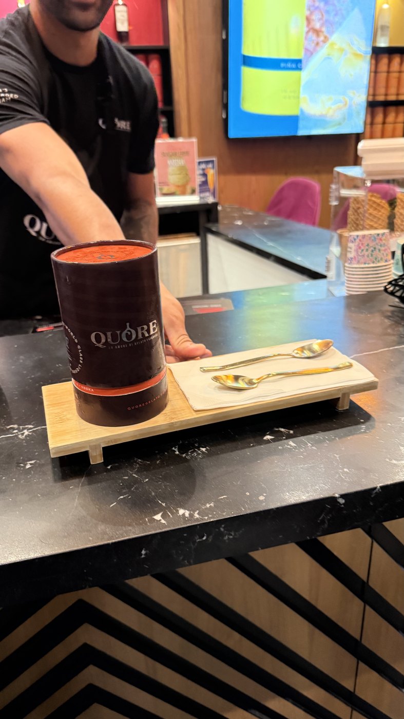 Quore Gelato Hollywood Florida staff serving liquor-infused gelato at the bar